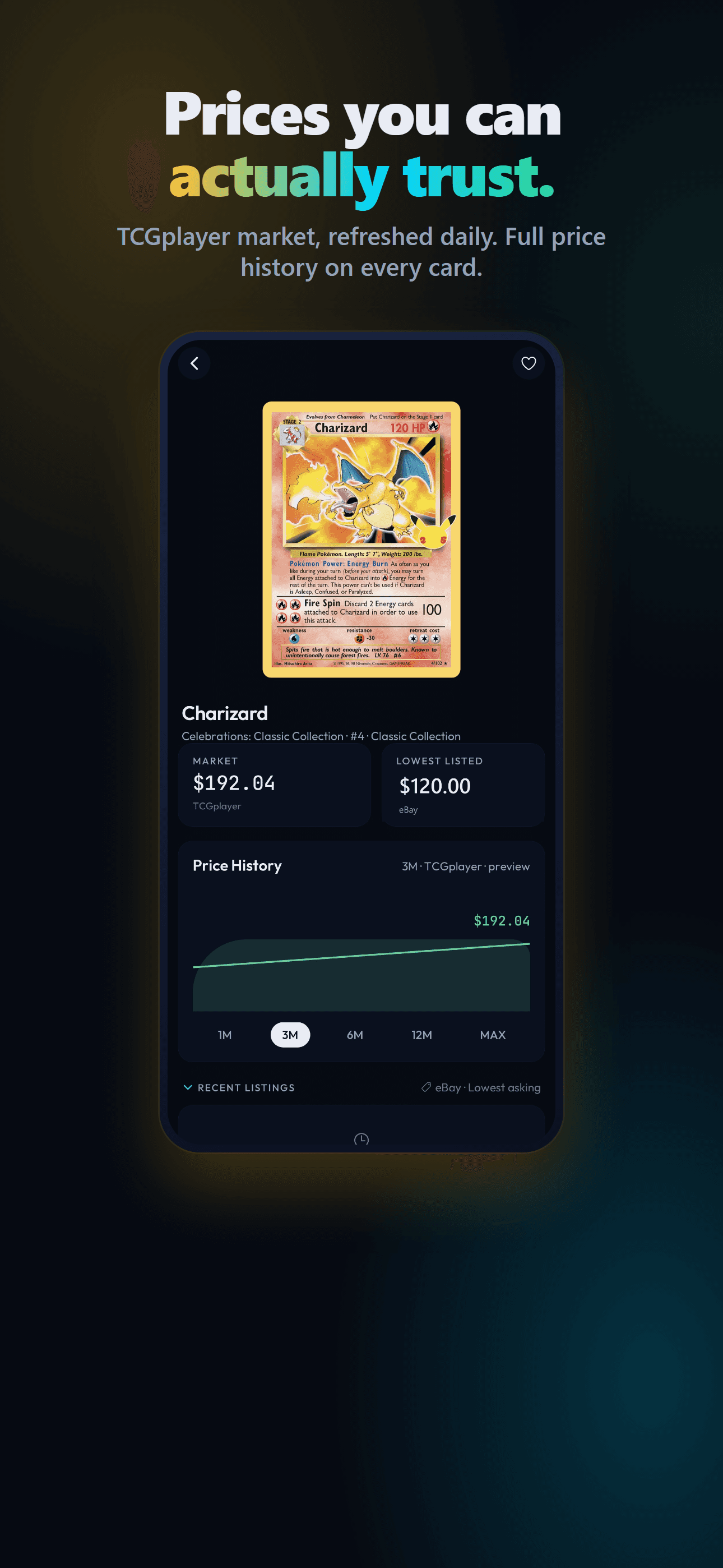 Slably card detail with price history